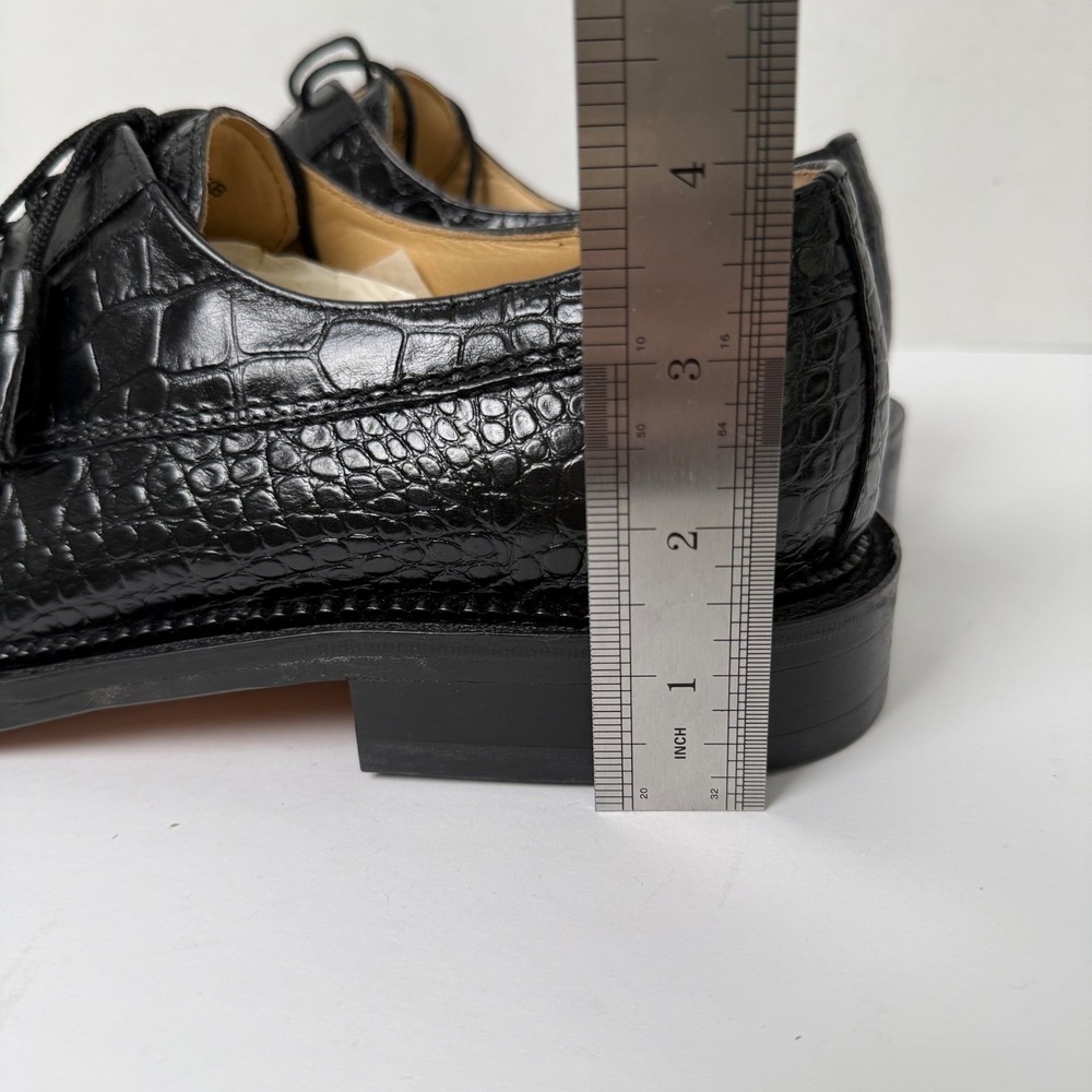 Vintage Florsheim Barletta Savanna Croc Black Leather Shoes Mens 10.5 Deadstock - Picture 8 of 15